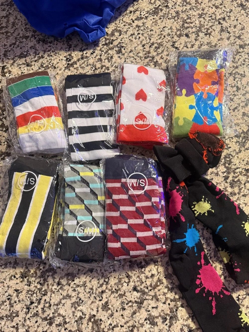 Women's Black Paint-Splash Crew Socks - Unbranded
